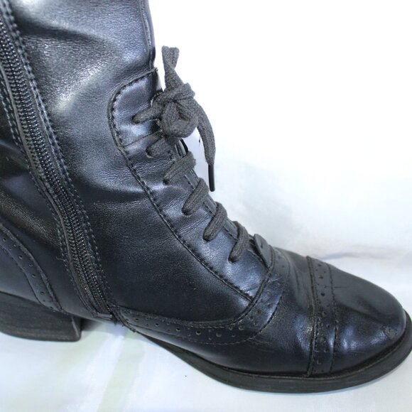 Tommy Hilfiger Women's Black Leather Riding Boots Lace-Up Detail ~6 ~ - Picture 10 of 16